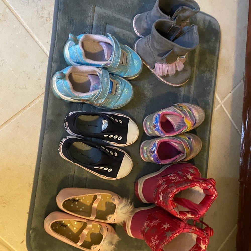 Kids shoes. Bundle 6. Mix of pairs of sneakers, casual, boots and dress shoes.